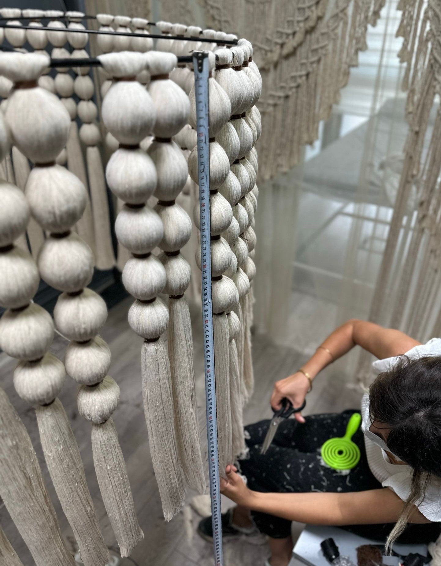 Boho Lighting, Macrame Chandelier, Cotton Tassel Chandelier, Boho Fringe Pendant Light, Nursery Lampshade, Living Room Lamp