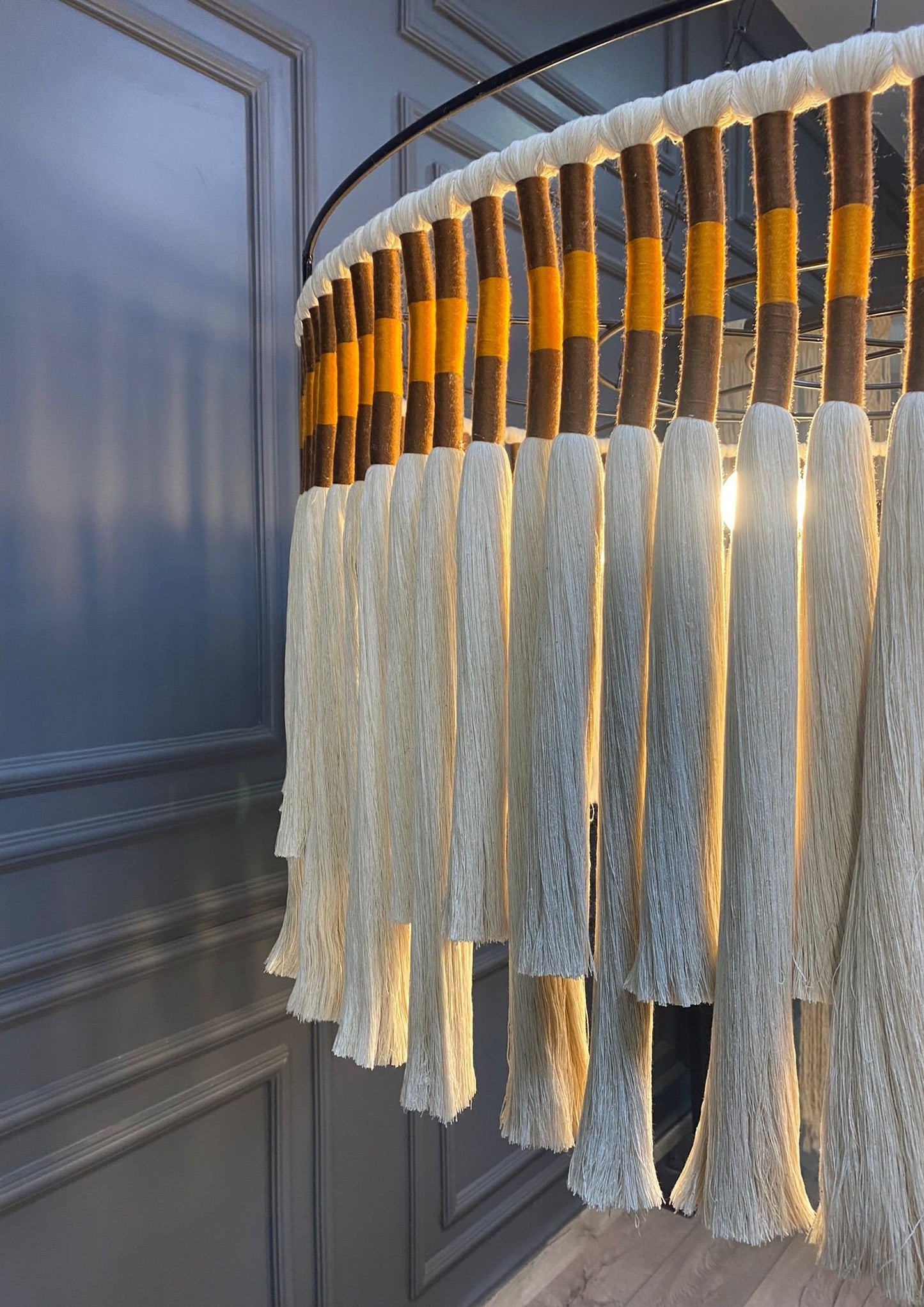 Luxury Pendant Light, Large Macrame Chandelier, Tassel Lighting, Modern Boho Fixture, Custom Macrame Light, Woven Chandelier, Boho Lighting,