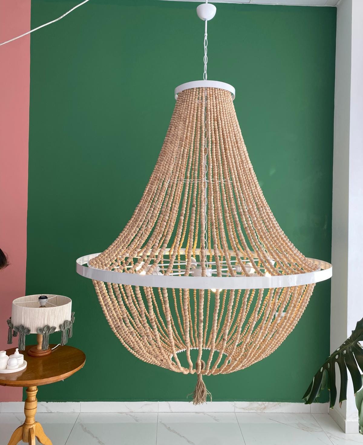 Beach House Wood Bead Chandelier