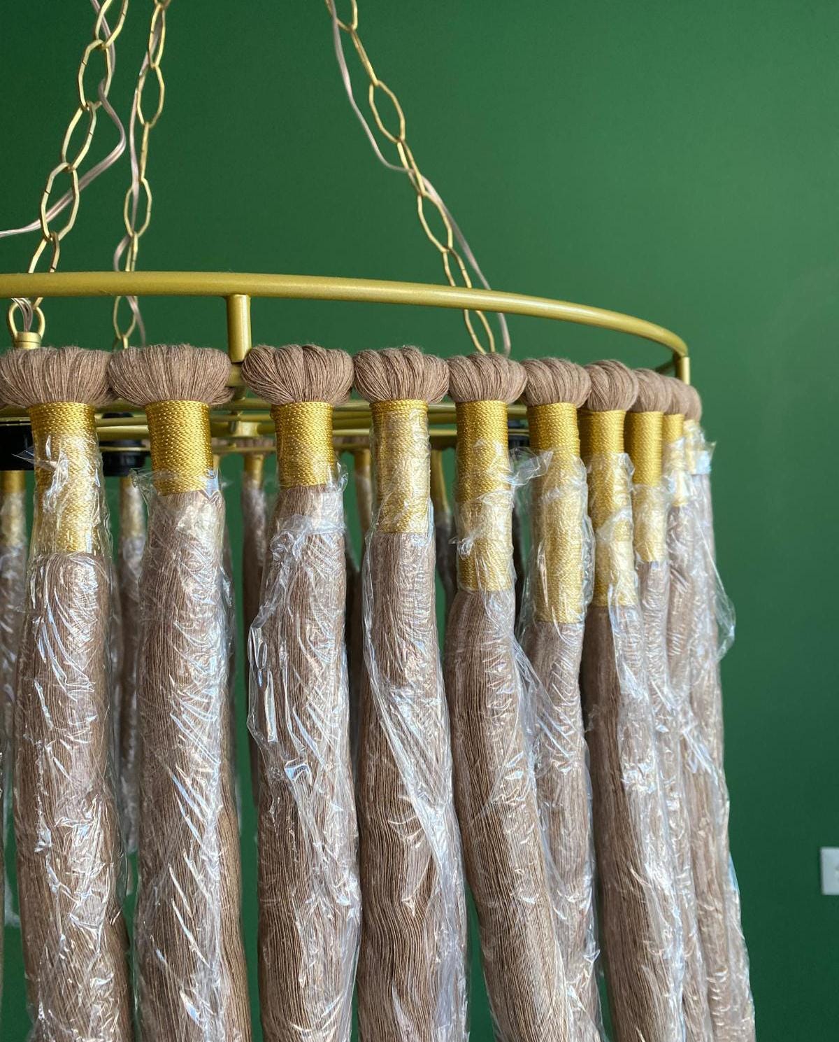 Boho Light Fixture, Fringe Chandelier, Cotton Fringe Pendant Light, Macrame LampShade, Nursery Chandelier, Modern Boho Light, Christmas Gift