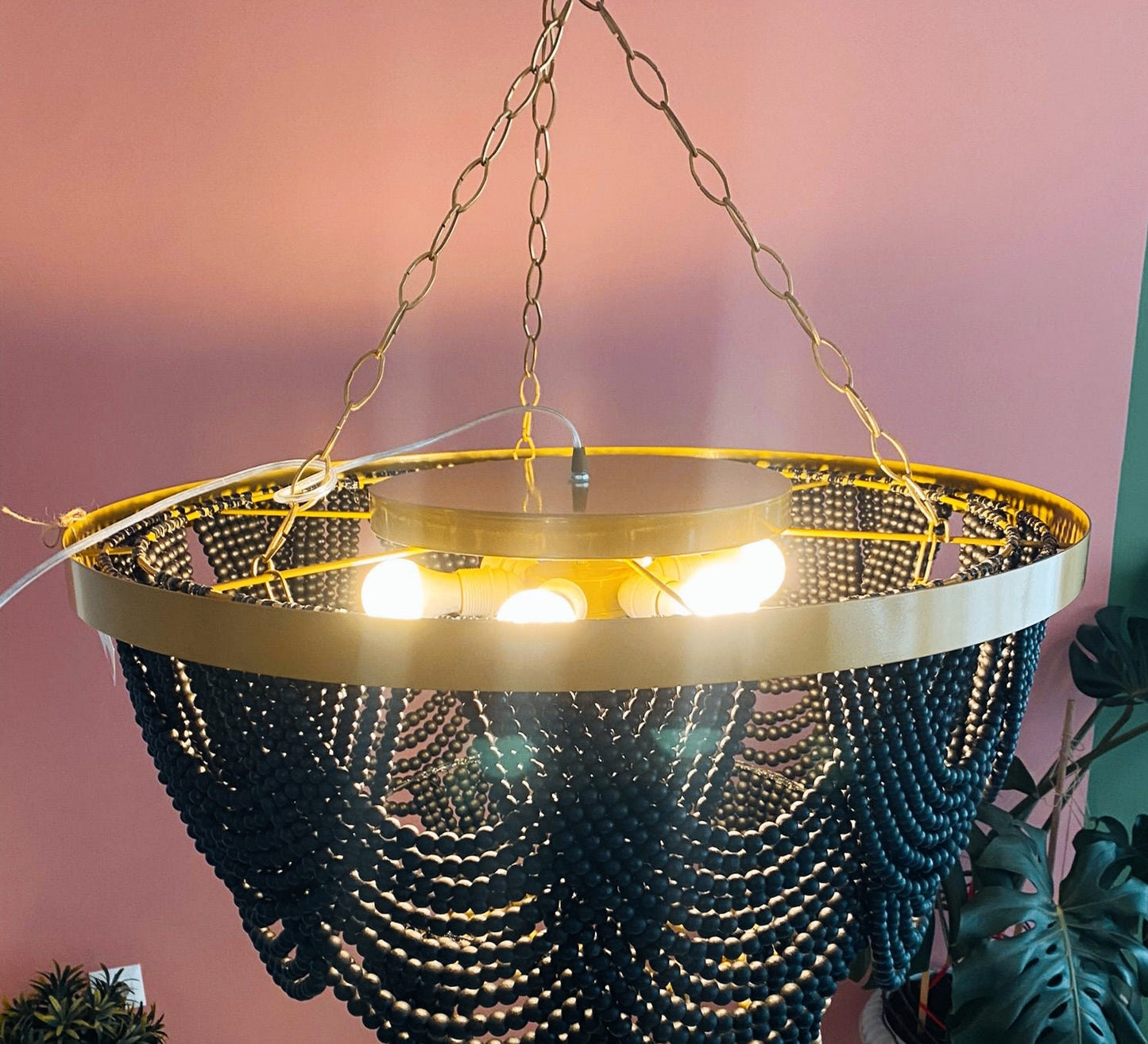 Black & Gold Macrame Chandelier