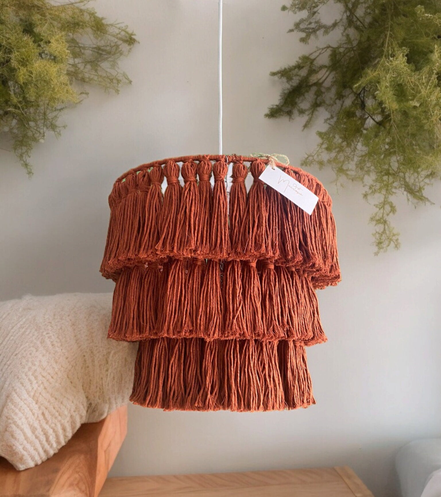 Purple Tiered Macrame Chandelier, Boho Chic Tassel Pendant Light, Boho Ligh, Nursery Pendant Light, Eco-Friendly Light, Nursery Chandelier,