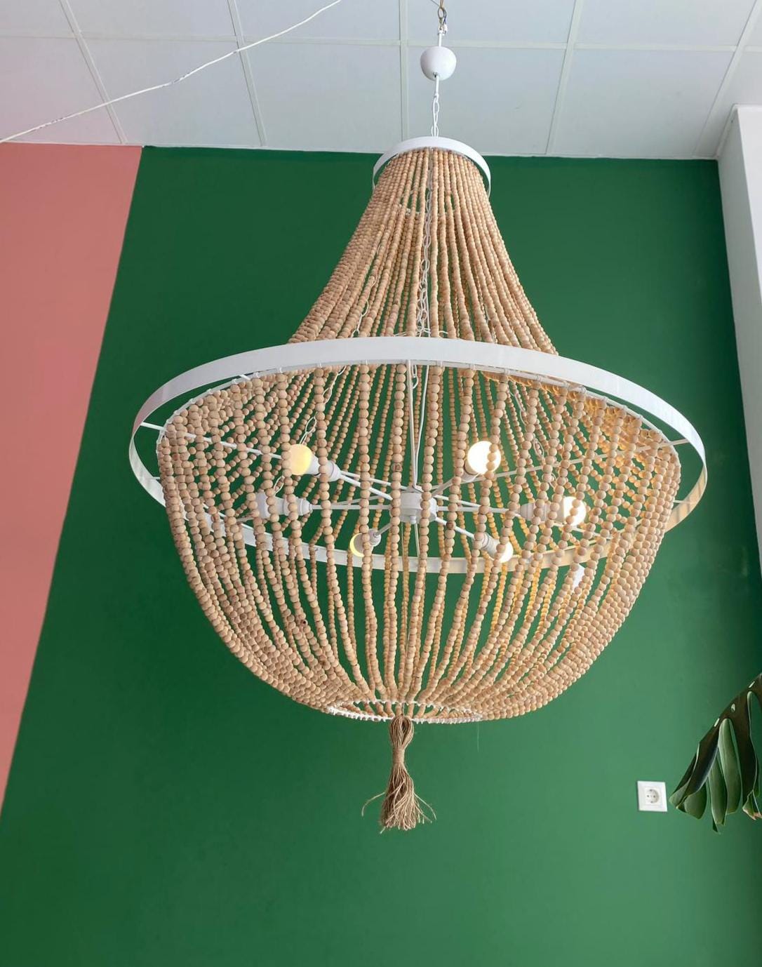 Beach House Wood Bead Chandelier