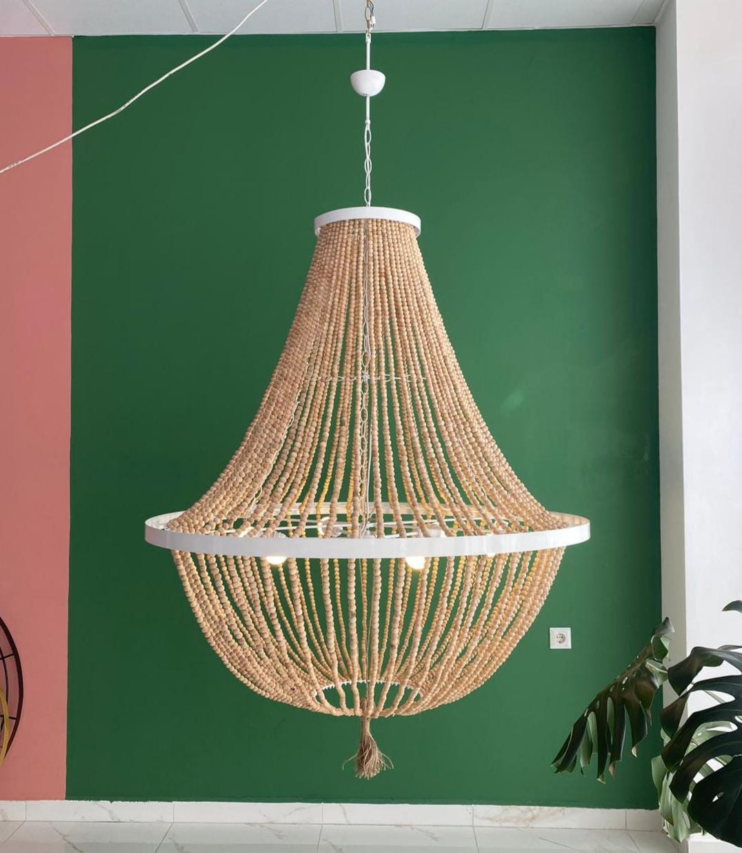 Beach House Wood Bead Chandelier