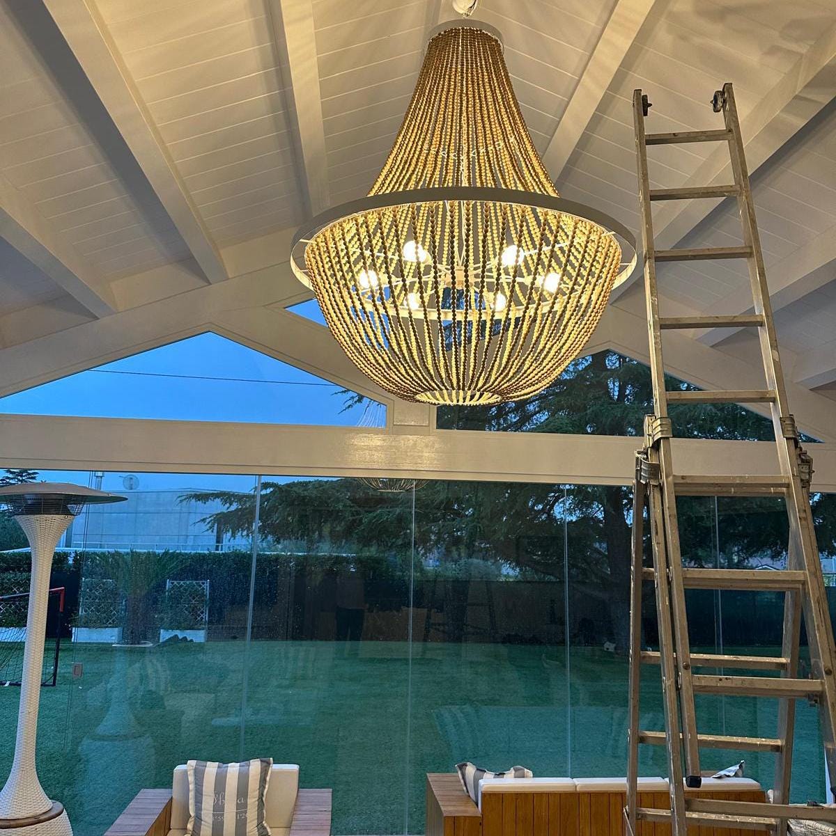 Large Bohemian Chandelier, Beach House Light, Farmhouse Light, Boho, Rustic Outdoor Lighting, Country Style Light, Living Room Lighting,