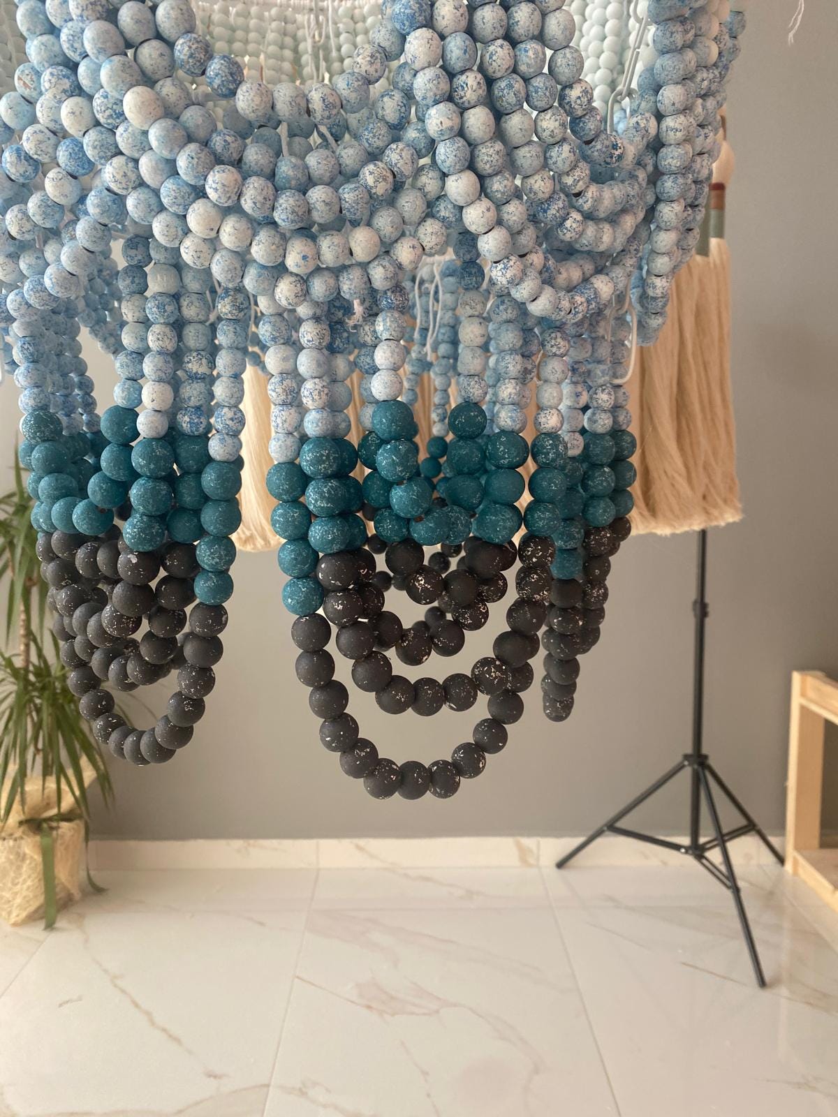 Handmade Beaded Pendant Light - Ideal for Kitchen, Dining, or Entryway