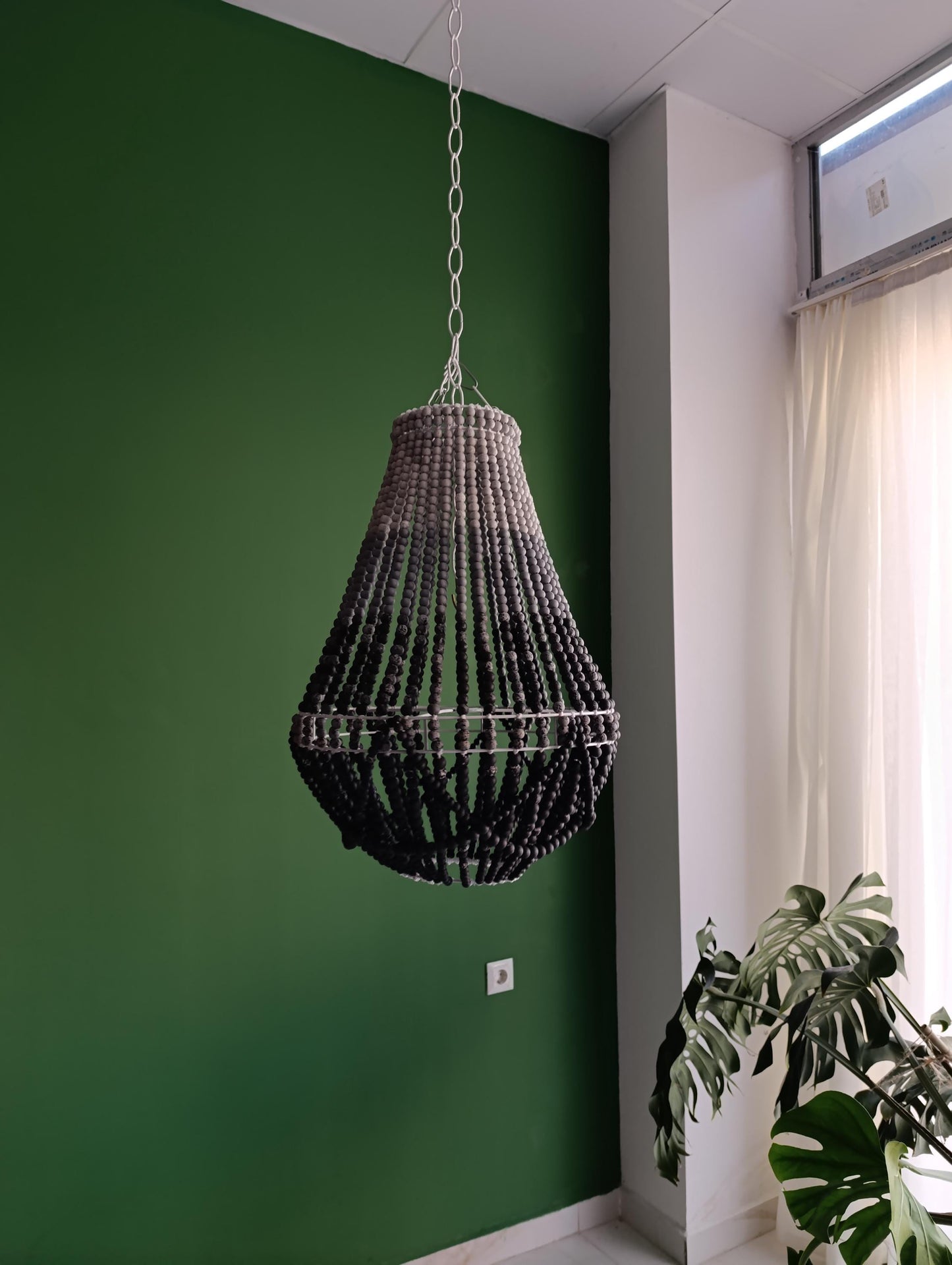 Grey Ombre Bead Lighting, Modern Nursery Lighting, Boho Chic Wooden Bead Lİght, Rustic Boho Light, Bohemian Lİght Fixture, Boho Home Decor,