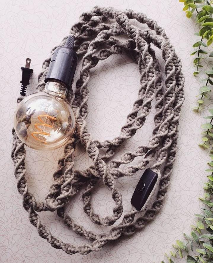 Boho Rope Light | Macrame Hangıng Lamp | Plug in Swag Light | Hanging Rope Lamp | Pendant Rope Lighting | Boho Hanging | Housewarming gift