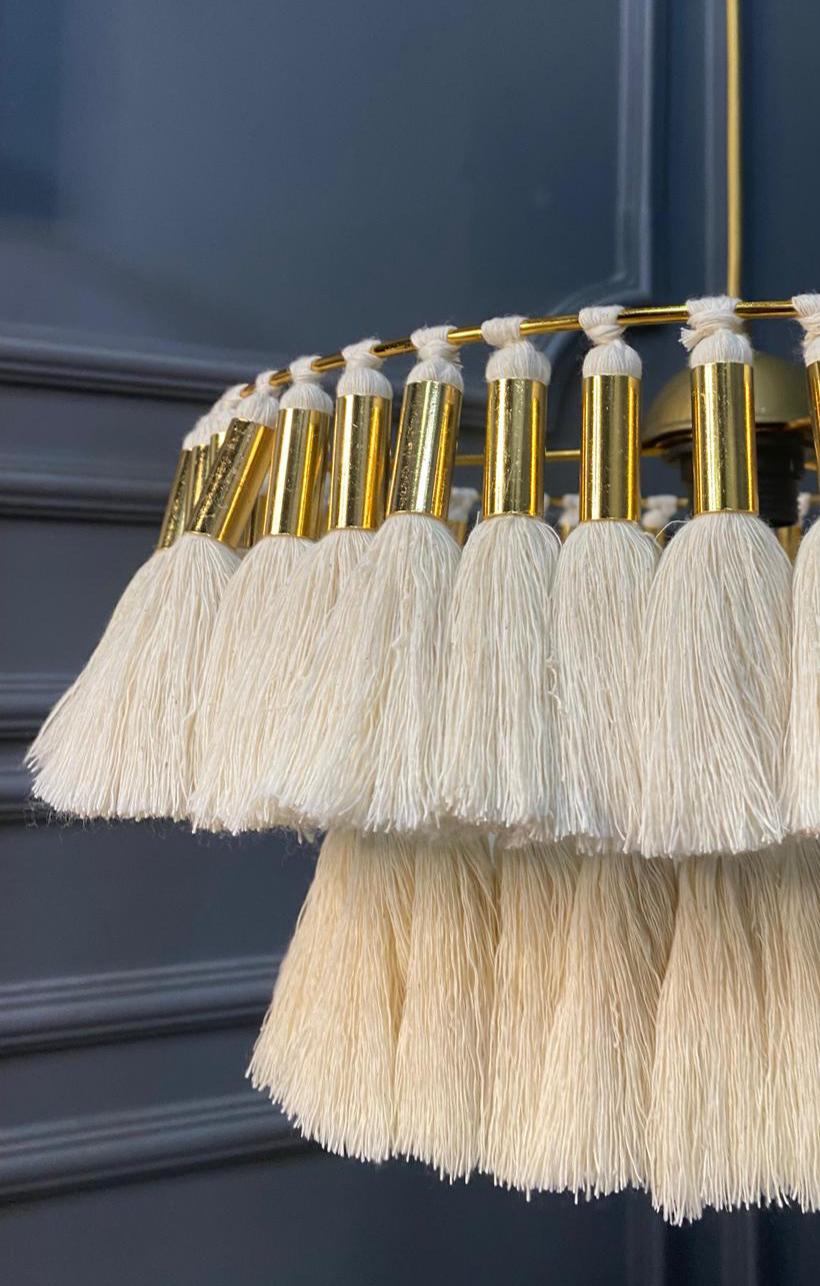 Tassel Light, Modern Boho Light, Nursery Chandelier, Boho Fringe Chandelier, Cotton Pendant Light, Fringe Light Fixture, Tassel Lamp Shade,