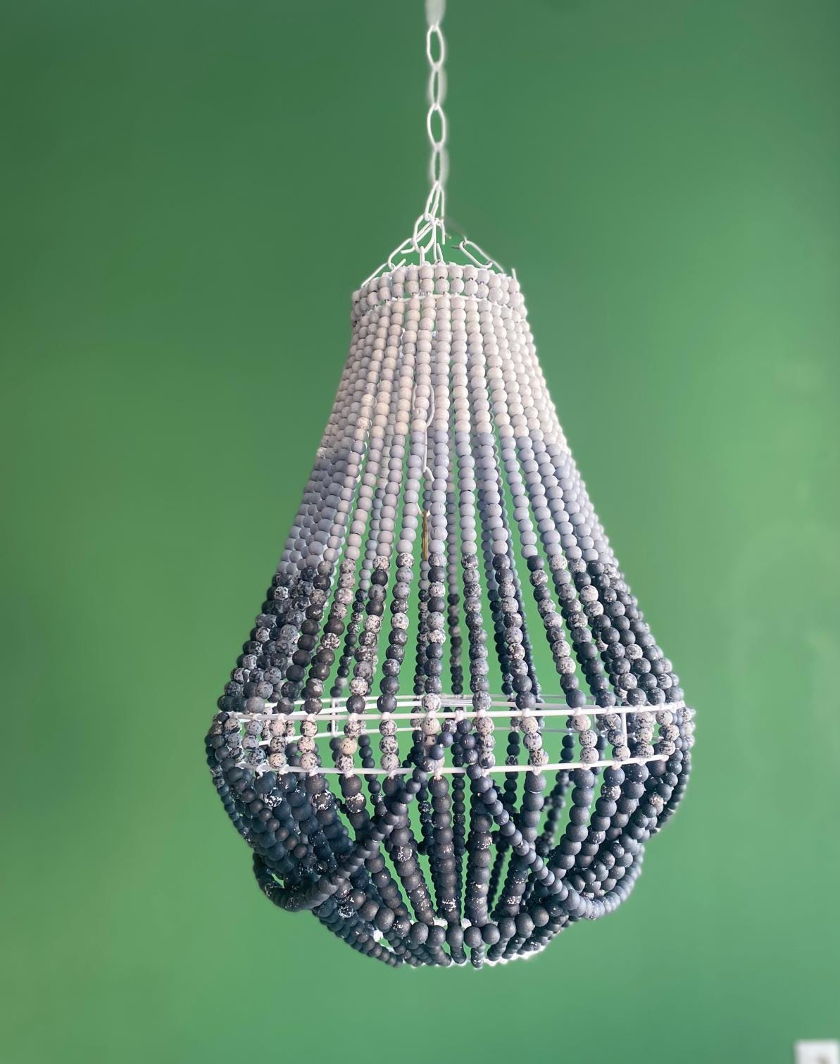 Grey Ombre Bead Lighting, Modern Nursery Lighting, Boho Chic Wooden Bead Lİght, Rustic Boho Light, Bohemian Lİght Fixture, Boho Home Decor,