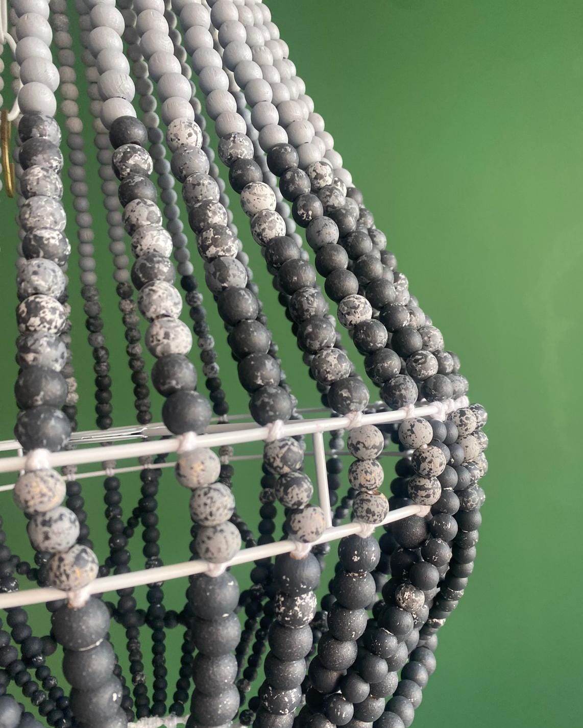 Grey Ombre Bead Lighting, Modern Nursery Lighting, Boho Chic Wooden Bead Lİght, Rustic Boho Light, Bohemian Lİght Fixture, Boho Home Decor,