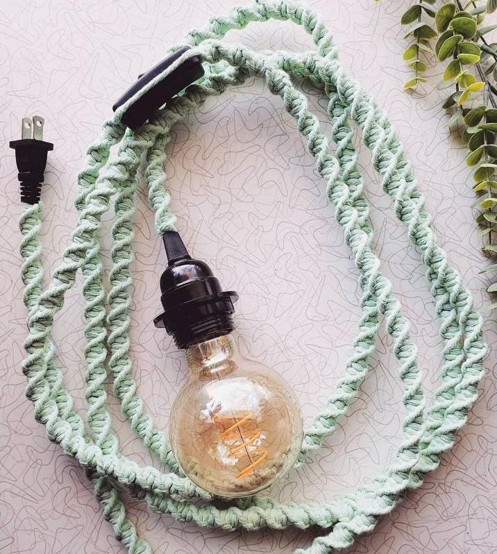 Boho Rope Light | Macrame Hangıng Lamp | Plug in Swag Light | Hanging Rope Lamp | Pendant Rope Lighting | Boho Hanging | Housewarming gift