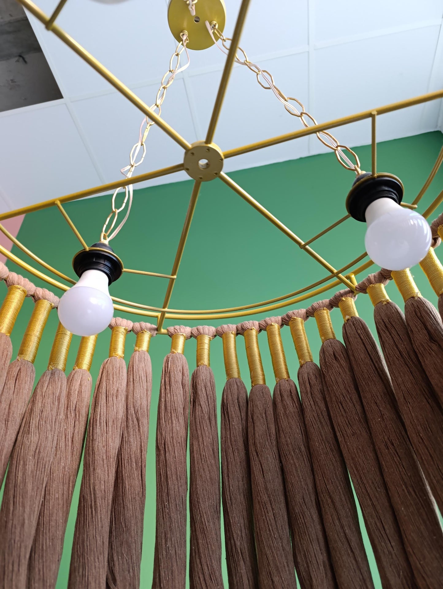 Brown Cotton Tassel Chandelier