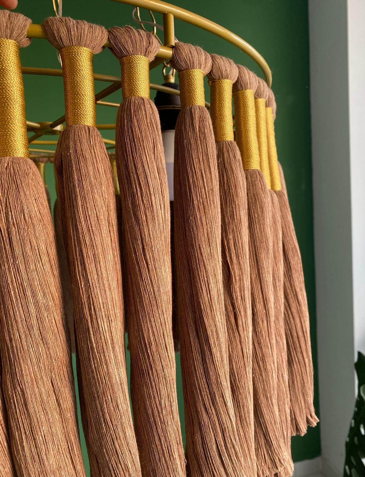Brown Cotton Tassel Chandelier