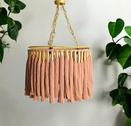 Brown Cotton Tassel Chandelier