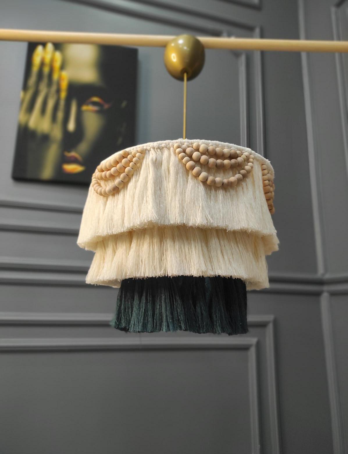 Boho Fringe Lighting, Nursery Chandelier, Cotton Tassel Lighting, Macrame Pendant Light, Boho Light Fixture, Rustic Chandelier, Boho Decor,