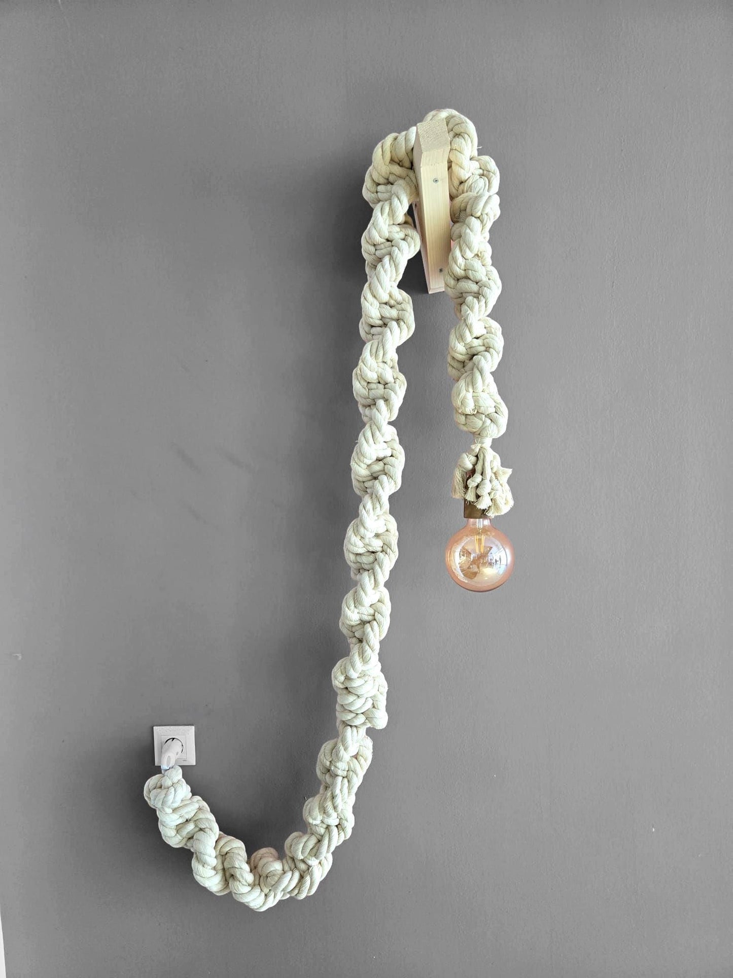 Macrame Cord Lamp, Bedroom Lighting, Pendant Rope Light, Hanging Rope Light, Boho Hanging Light, Restaurant decor lamp, Wedding Decor Light