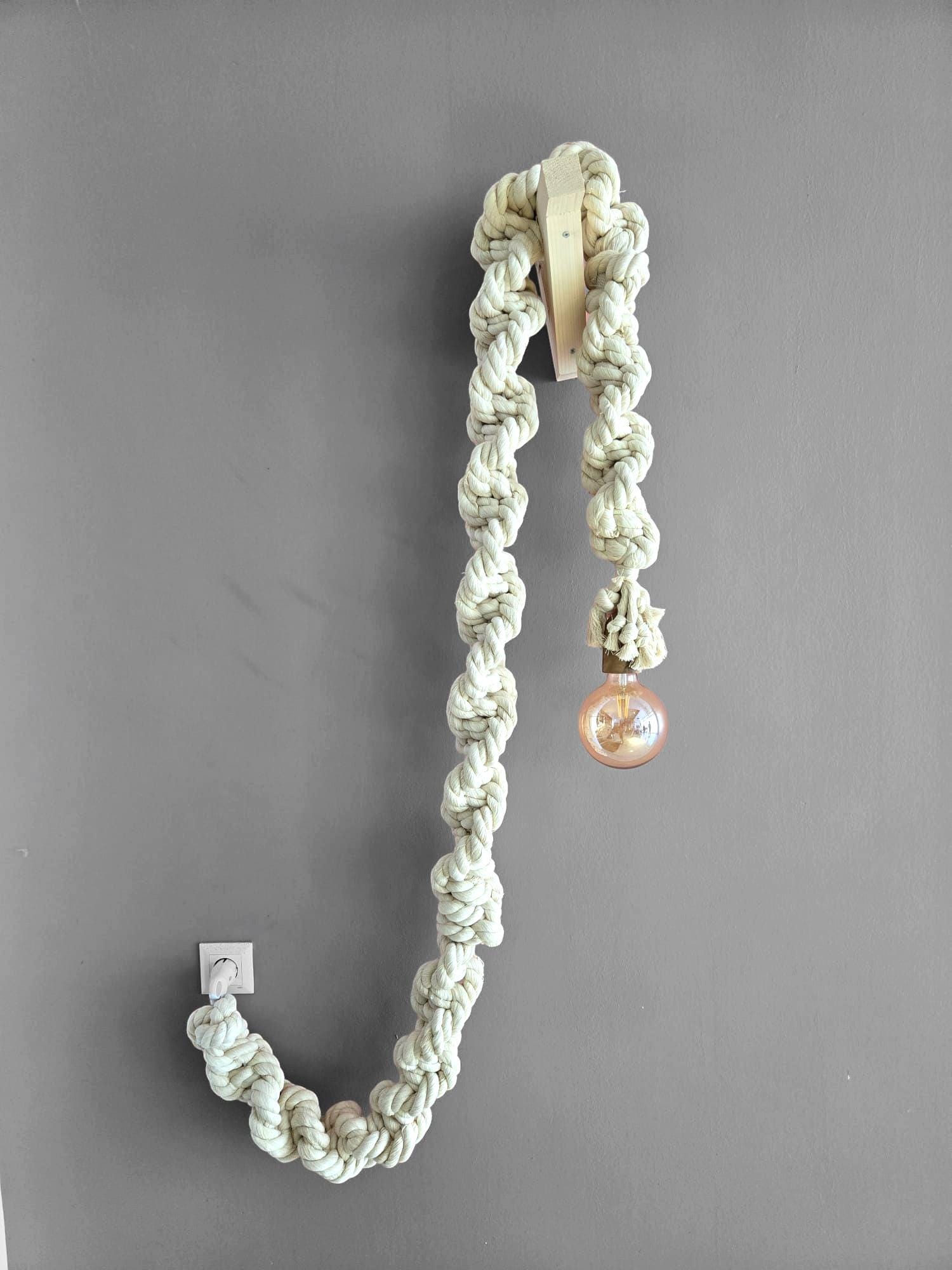 Macrame Cord Lamp, Bedroom Lighting, Pendant Rope Light, Hanging Rope Light, Boho Hanging Light, Restaurant decor lamp, Wedding Decor Light