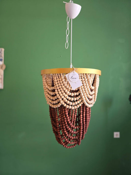 Beaded Chandelier, Beach House Lighting, Boho Pendant Light, Nursery Lampshade, Rustic Chandelier, Farmhouse Light, Modern Boho Lamp,
