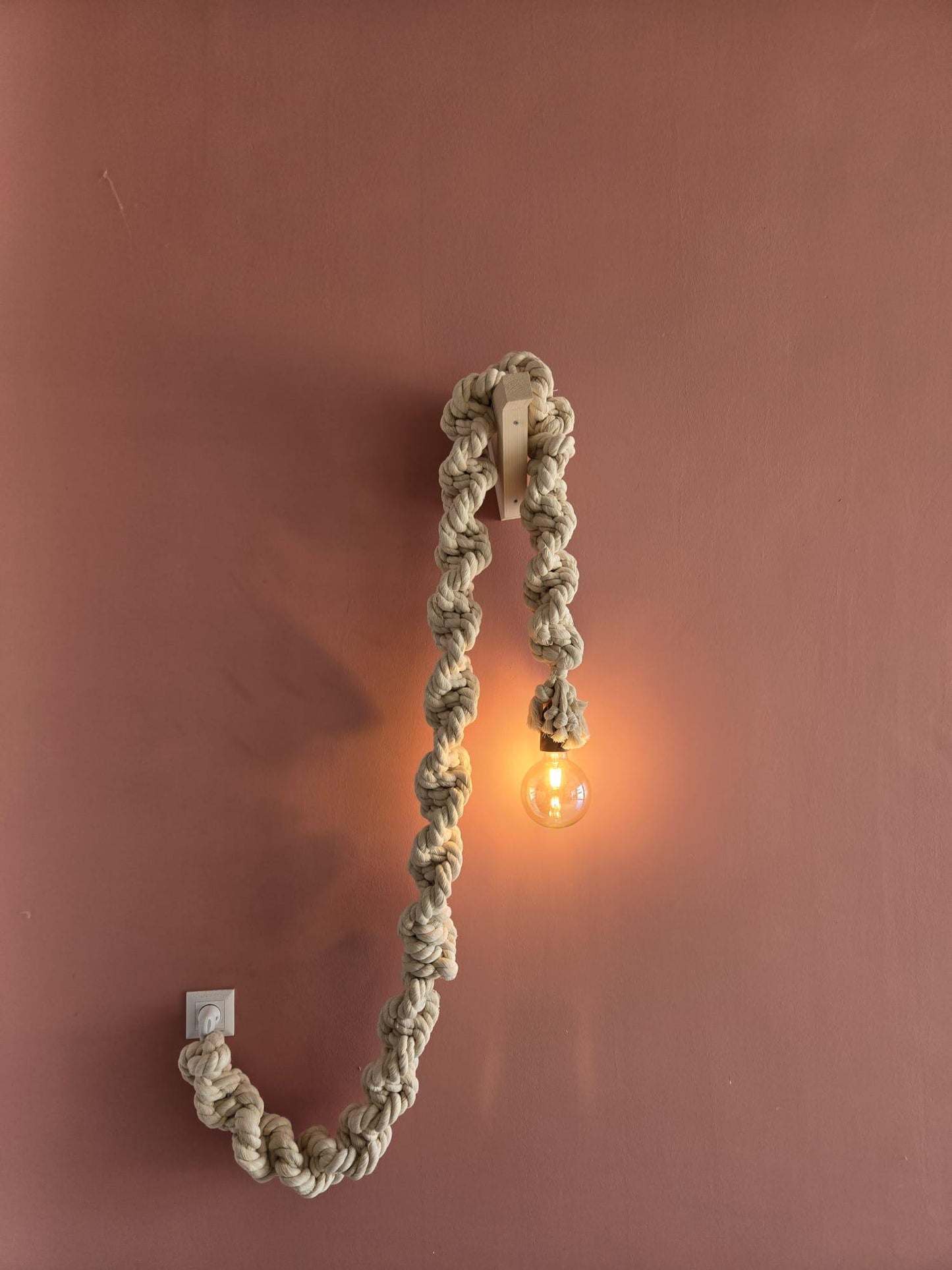 Macrame Cord Lamp, Bedroom Lighting, Pendant Rope Light, Hanging Rope Light, Boho Hanging Light, Restaurant decor lamp, Wedding Decor Light