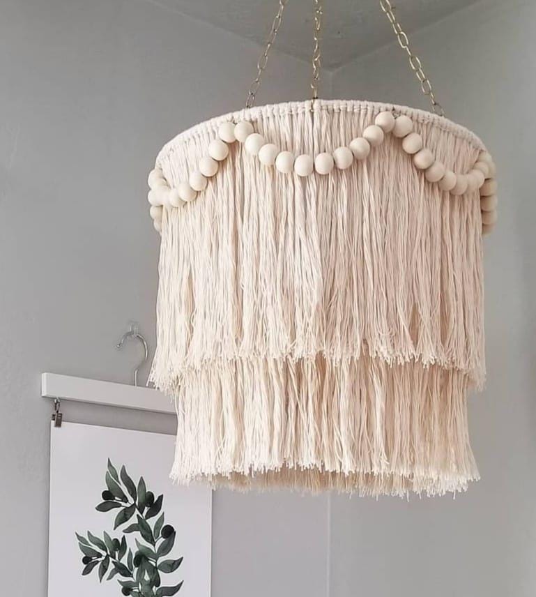 Tassel Lighting, Beaded Chandelier, Macrame Pendant Light, Tassel Fixture Light, Nursery Lampshade, Tassel Wall Light, Christmas Gift,