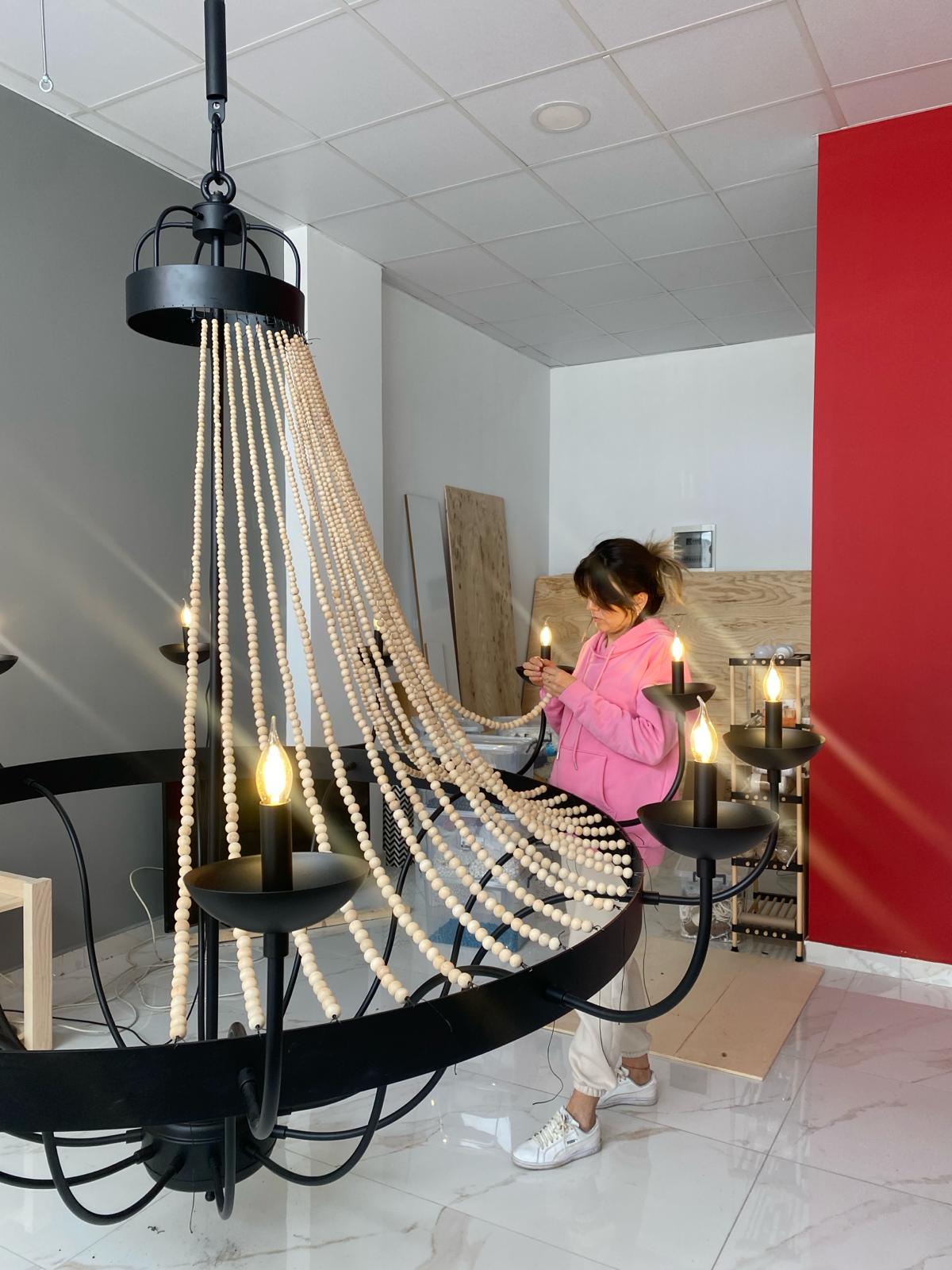 Large Beaded Chandelier for Wedding Venues - 2 Meter Wide Grand Chandelier - Statement Lighting for Event Halls & Hotels