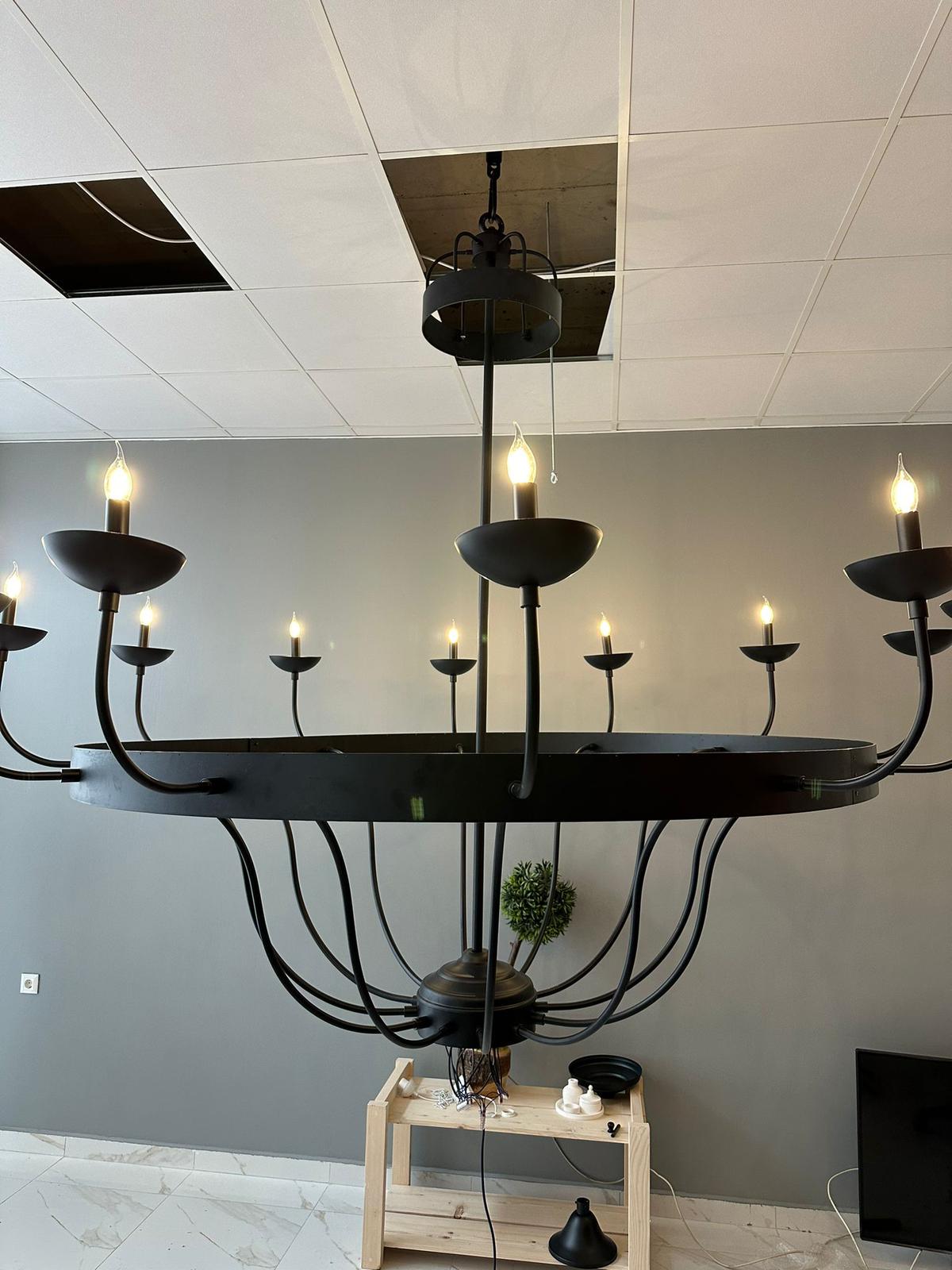 Large Beaded Chandelier for Wedding Venues - 2 Meter Wide Grand Chandelier - Statement Lighting for Event Halls & Hotels