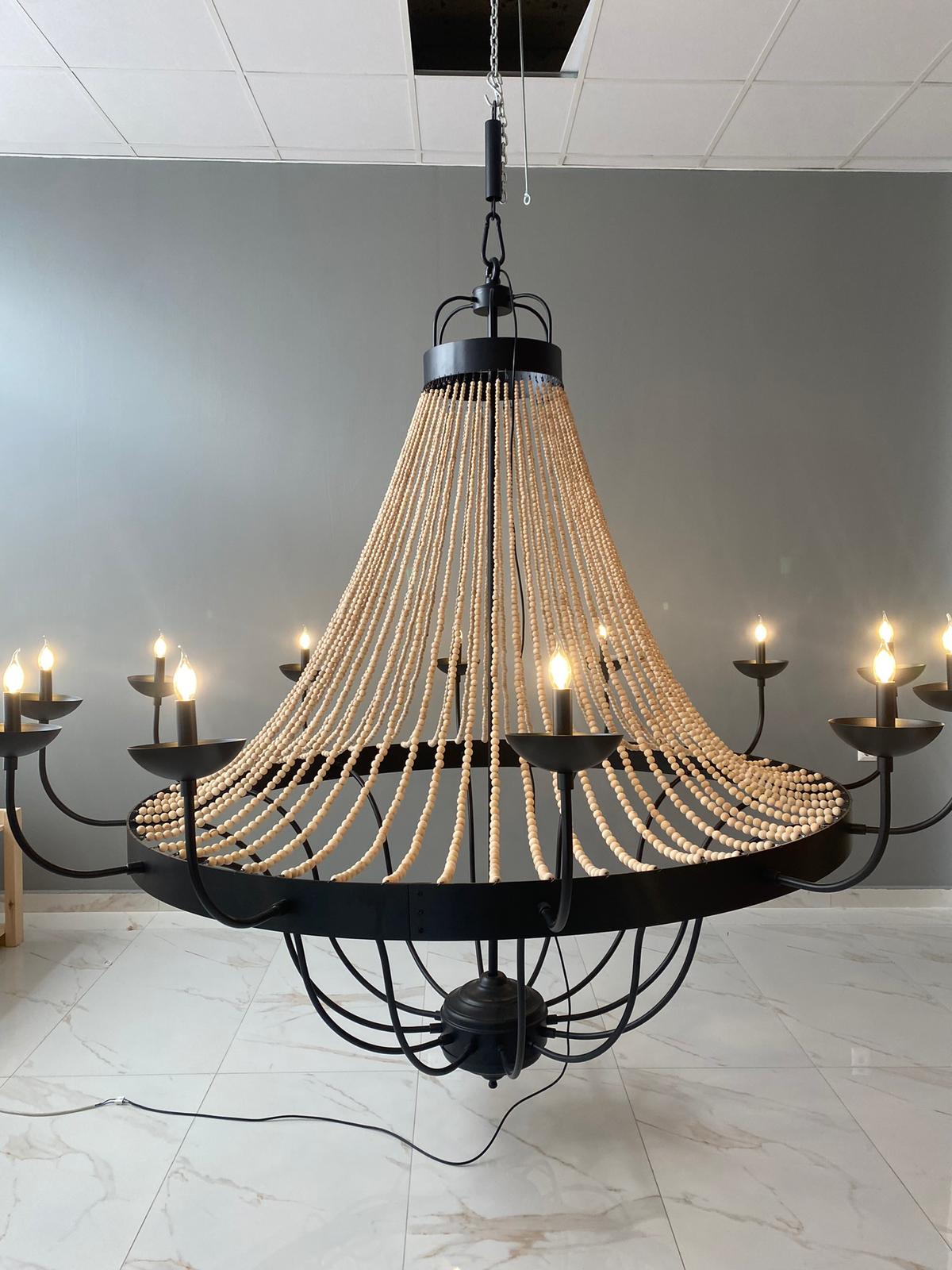 Large Beaded Chandelier for Wedding Venues - 2 Meter Wide Grand Chandelier - Statement Lighting for Event Halls & Hotels