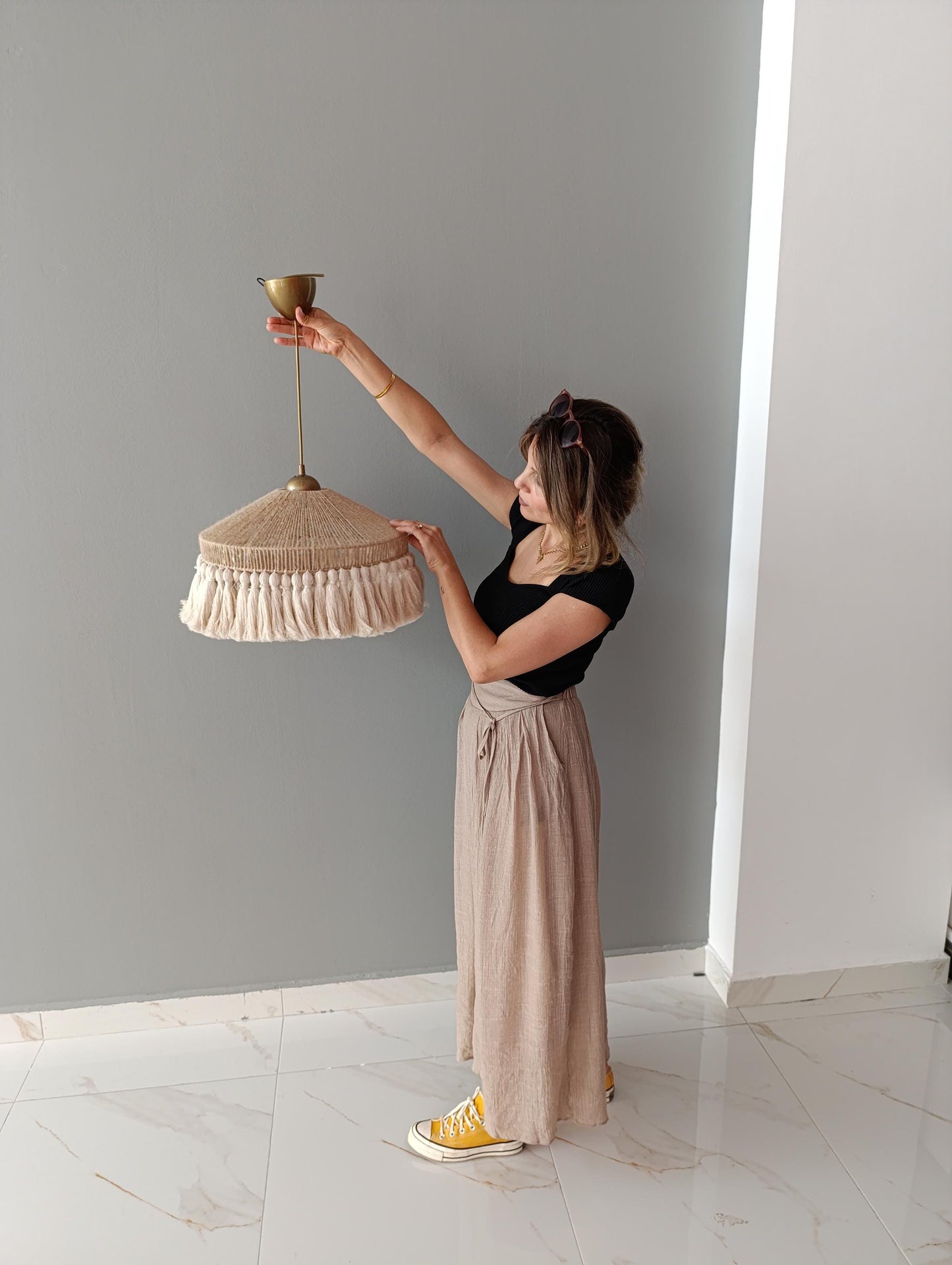 Bohomian Lighting, Nursery Lampshade, Nordic Chandelier, Boho Pendant Light, Farmhouse Light, Rustic Chandelier, Boho Decor, Christmas Gift,