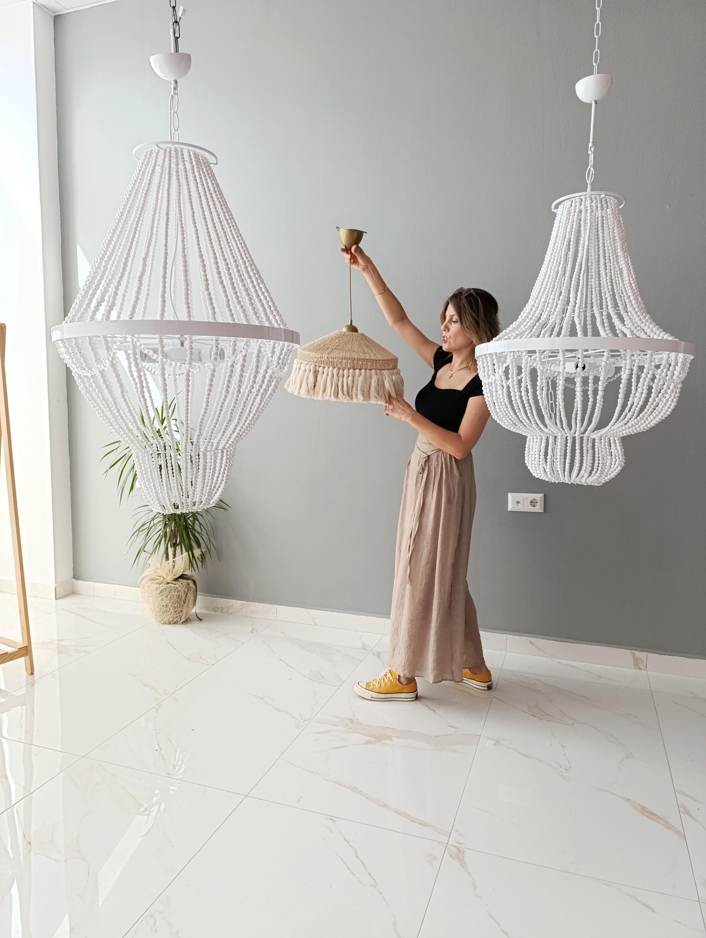 Bohomian Lighting, Nursery Lampshade, Nordic Chandelier, Boho Pendant Light, Farmhouse Light, Rustic Chandelier, Boho Decor, Christmas Gift,