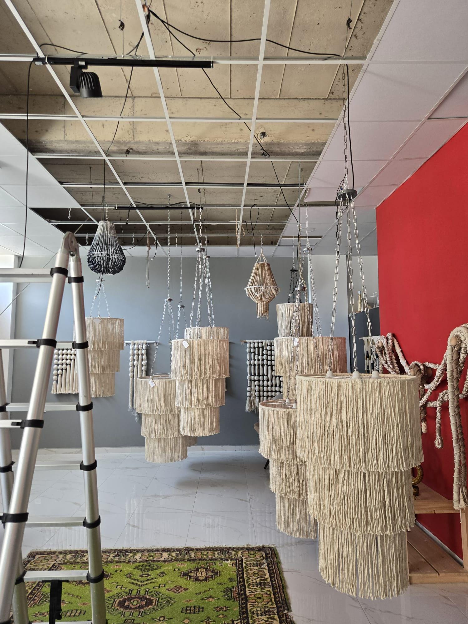 Cotton Tassel Light, Macrame Boho Light, Modern Living Room Chandelier, Tapestry Design Chandelier, Fringe Pendant Light, Unique Lighting