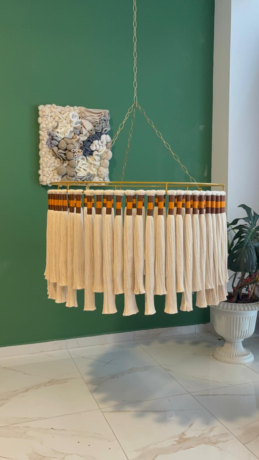 Tassel Chandelier, Boho Fringe Pendant Light, Cotton Tassel Lighting, Boho Light, Modern Macrame Light, Nursery Lampshade, Christmas Gift