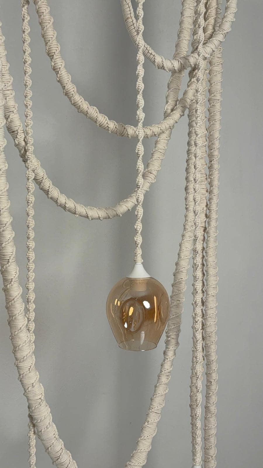 Macrame Chandelier with Glass Shades – 3 or 5 Pendant Light Options – Boho Cord Lamp – Handmade Ceiling Light Fixture,