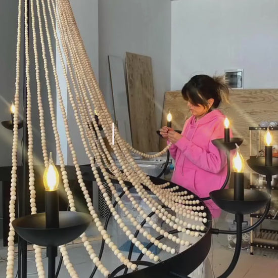 Large Beaded Wedding Chandelier: 2-Meter Wide Statement Light